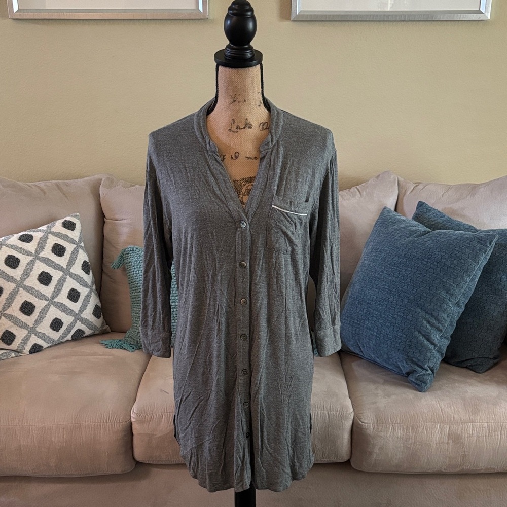 UGG Gray Button-Down Pajama Top